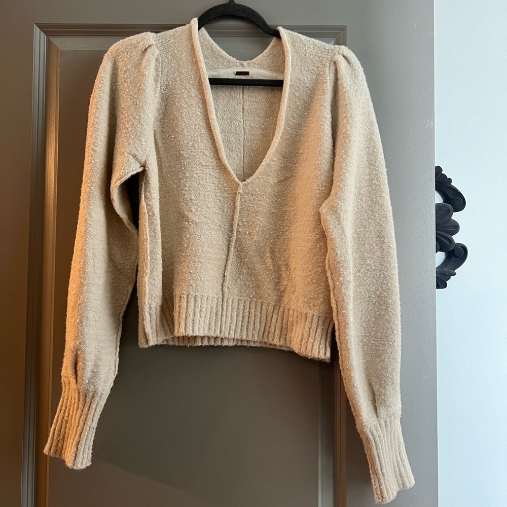 Free People Cream Sweater Small